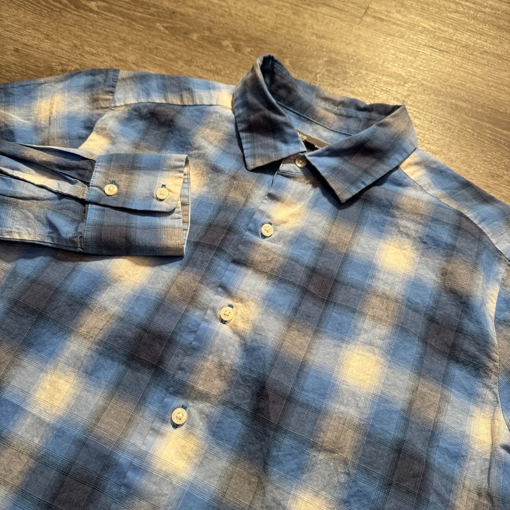 Vince Shirt Boys Large Blue Plaid Button UP 100% Cotton Preppy Old Money Casual